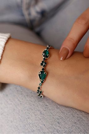 دستبند نقره سبز زنانه 8 عیار HUBANN - کد 462823252