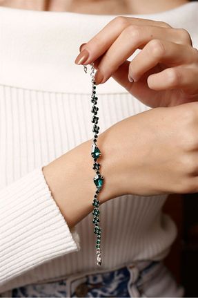 دستبند نقره سبز زنانه 8 عیار HUBANN - کد 462823252