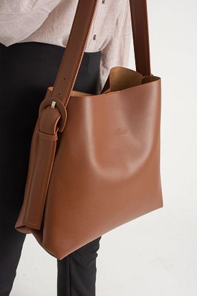 کیف دوشی قهوه ای زنانه چرم مصنوعی NBİBAGS - کد 781350925
