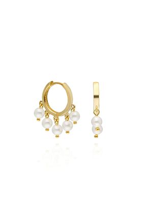 گوشواره نقره زرد زنانه 14 عیار emy by emel luxury silver jewelry - کد 781615787