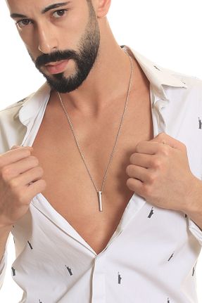 گردنبند جواهر مردانه روکش نقره LABALABA - کد 32879893
