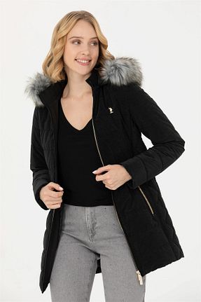 پالتو پشمی مشکی زنانه اسلیم فیت U.S. Polo Assn. - کد 781486591