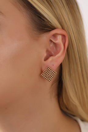 گوشواره جواهر طلائی زیرکن HUBANN - کد 781500534