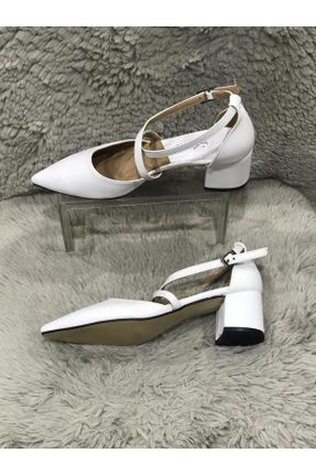کفش پاشنه بلند کلاسیک سفید زنانه پاشنه ضخیم پاشنه متوسط ( 5 - 9 cm ) کد 781345764