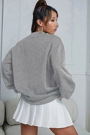 سوئیشرت طوسی زنانه ساده Mandlyz - کد 781453331