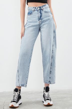 شلوار جین آبی زنانه پاچه تنگ فاق بلند جین اسلیم بلند کد 676599865