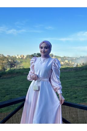 لباس مجلسی حجاب صورتی زنانه یقه ایستاده Genel Markalar - کد 781246843