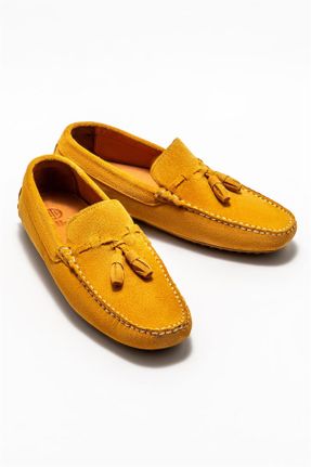 کفش کژوال زرد مردانه چرم طبیعی پاشنه کوتاه ( 4 - 1 cm ) پاشنه ساده کد 734328121