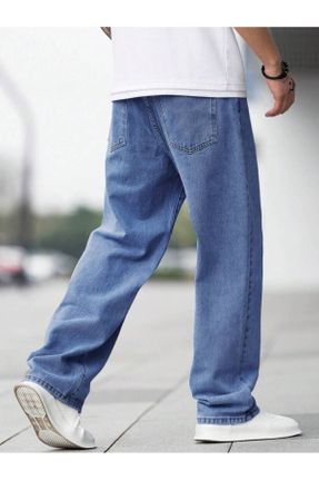 شلوار متالیک مردانه بافت جین پاچه راحت فاق نرمال باگی فیت کد 768981123