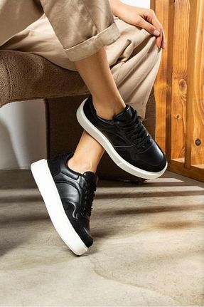 کفش اسنیکر مشکی زنانه بند دار Yula Fashion Shoes - کد 777313661