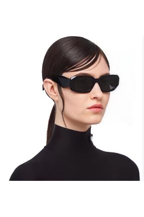 عینک آفتابی مشکی زنانه 65 UV400 مات مستطیل کد 354477899