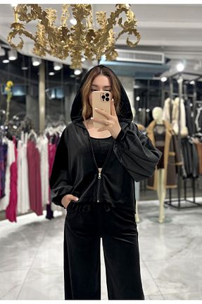 ست بالاتنه و پائین تنه مشکی زنانه بافتنی missswans - کد 781932626