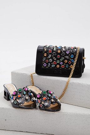 دمپائی مشکی زنانه چرم خالص DUYGUSHOESBAG - کد 781997368