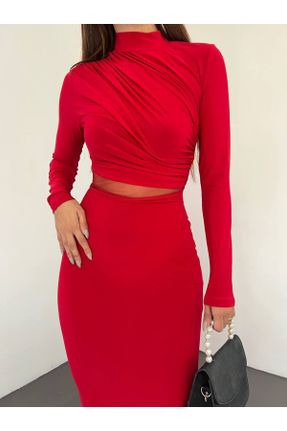 لباس قرمز زنانه بافتنی رگولار کد 782074564
