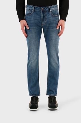 شلوار جین سرمه ای مردانه پاچه تنگ پنبه - پلی استر - الاستن اسلیم استاندارد کد 782183817