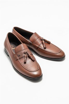 کفش لوفر قهوه ای مردانه چرم طبیعی پاشنه کوتاه ( 4 - 1 cm ) کد 686245725
