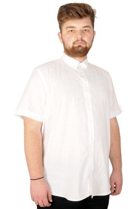پیراهن سفید مردانه سایز بزرگ کتان کد 89769147