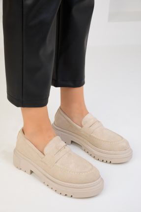 کفش کژوال بژ زنانه چرم مصنوعی پاشنه کوتاه ( 4 - 1 cm ) پاشنه ساده کد 475290077