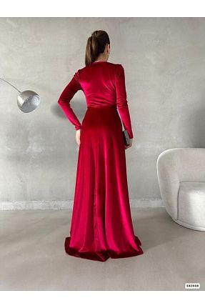 لباس مجلسی و فارغ التحصیلی قرمز زنانه مخمل ModaLy Moda - کد 782069135