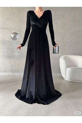 لباس مجلسی و فارغ التحصیلی مشکی زنانه مخمل ModaLy Moda - کد 782067668