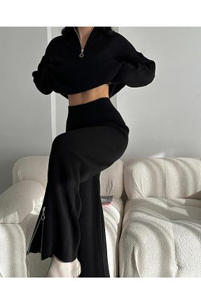 ست بالاتنه و پائین تنه مشکی زنانه تریکو Leo Ferre - کد 782029025