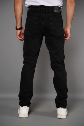 شلوار جین مشکی مردانه پاچه لوله ای ساده بلند کد 782101746