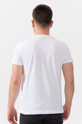 تی شرت سفید مردانه رگولار یقه خدمه تکی کد 332085218