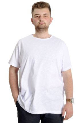 تی شرت سفید مردانه سایز بزرگ پنبه (نخی) کد 755353739