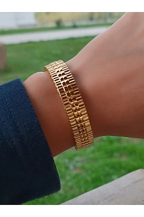 دستبند استیل (فولاد) طلائی زنانه استیل (فولاد) Blotch - کد 776599110