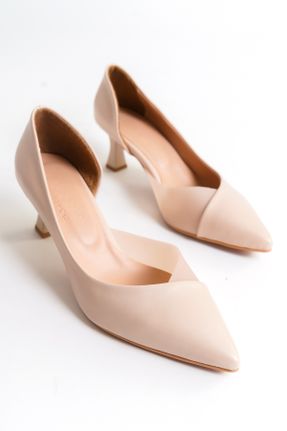 کفش پاشنه بلند کلاسیک بژ زنانه پاشنه نازک پاشنه متوسط ( 5 - 9 cm ) کد 768119870