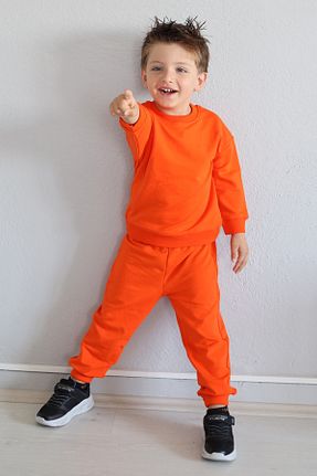 ست بالاتنه و پائین تنه نارنجی بچه گانه بافت Babywom - کد 760352594