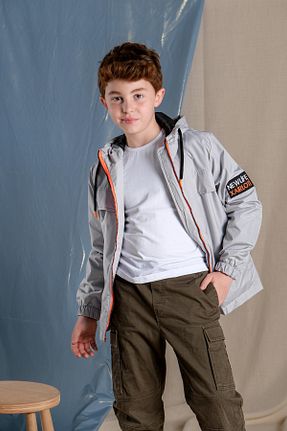 بادگیر و بارانی طوسی بچه گانه پنبه پلی استر Pina Kids - کد 734352621