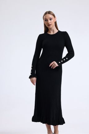 لباس مشکی زنانه تریکو تریکو رگولار آستین-بلند بیسیک کد 782369998