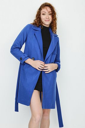 پالتو پشمی آبی زنانه رگولار Select Moda - کد 356215748