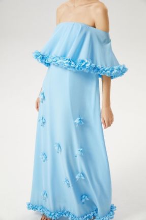 لباس آبی زنانه بافتنی پلی استر رگولار آستین-بلند کد 286605468