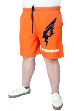 شلوارک نارنجی مردانه فاق بلند پلی استر پارچه کد 755267415
