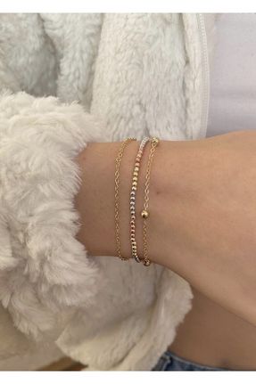 دستبند جواهر طلائی زنانه برنز کد 778392766