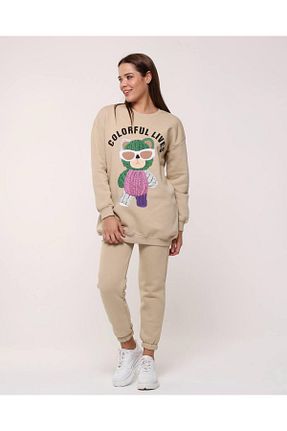 ست بالاتنه و پائین تنه قهوه ای زنانه بافتنی AE MODA - کد 782402070