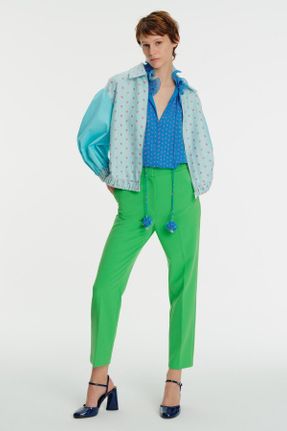 شلوار سبز زنانه الاستن - ویسکون - پلی استر بافتنی پاچه تنگ فاق نرمال کد 645504779