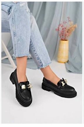 کفش لوفر مشکی زنانه پاشنه کوتاه (1 - 4 سانتی متر) maxmoda - کد 782313368