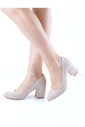 کفش پاشنه بلند کلاسیک بژ زنانه چرم مصنوعی پاشنه ضخیم پاشنه متوسط ( 5 - 9 cm ) کد 782317359