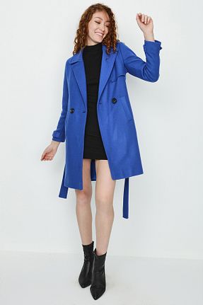 پالتو پشمی آبی زنانه رگولار Select Moda - کد 356215748