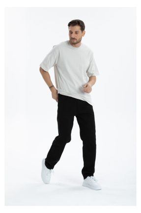 شلوار جین مشکی مردانه پاچه لوله ای ساده استاندارد کد 782565835