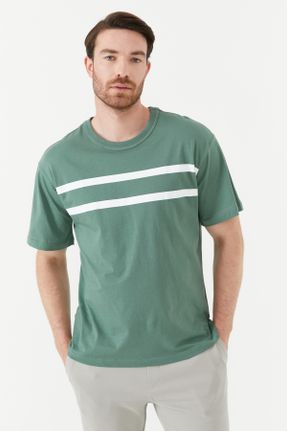 تی شرت سبز مردانه رگولار یقه گرد تکی کد 768967433
