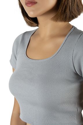 بلوز طوسی زنانه بافت دار ADEGO - کد 760114745