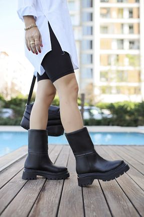 بوت / نیم بوت مشکی زنانه پاشنه پلتفرم SHOEMARK - کد 172184978