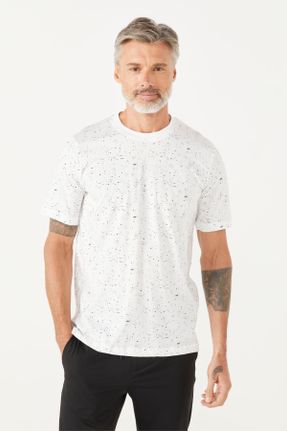 تی شرت سفید مردانه رگولار یقه گرد تکی کد 747776837