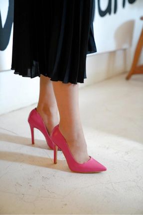 کفش پاشنه بلند کلاسیک صورتی زنانه پاشنه نازک پاشنه بلند ( +10 cm) کد 471540313