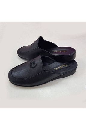 دمپائی مشکی مردانه چرم خالص Pierre Cardin - کد 99367282