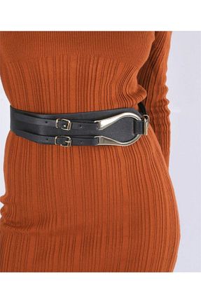 کمربند مشکی زنانه چرم مصنوعی MARİSAM MODA - کد 99800288